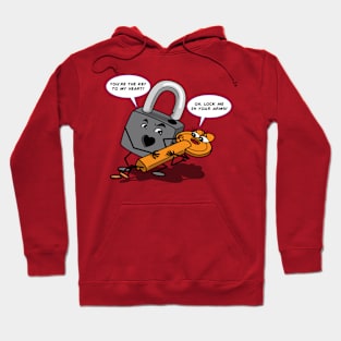 Funny Cheesy Romantic Valentine Couple Lock And Key Cartoon Hoodie